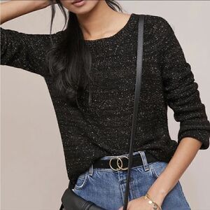 ANTHROPOLOGIE MOTH Metropolitan Shine Sweater-Black Lurex Women’s Medium